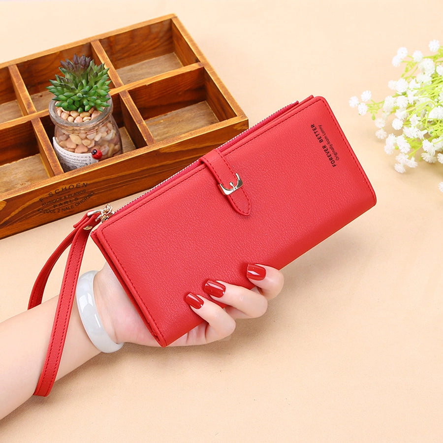 Women's Solid Color Pu Leather Buckle Wallets