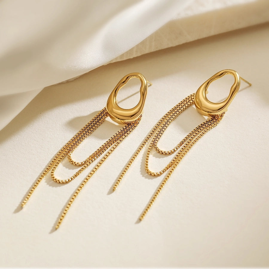 1 Pair Simple Style Commute Geometric Plating 304 Stainless Steel Drop Earrings - CEJEW