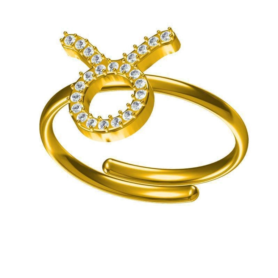 Jewelry Simple Style Constellation Titanium Steel Zircon Gold Plated Plating Inlay Open Rings