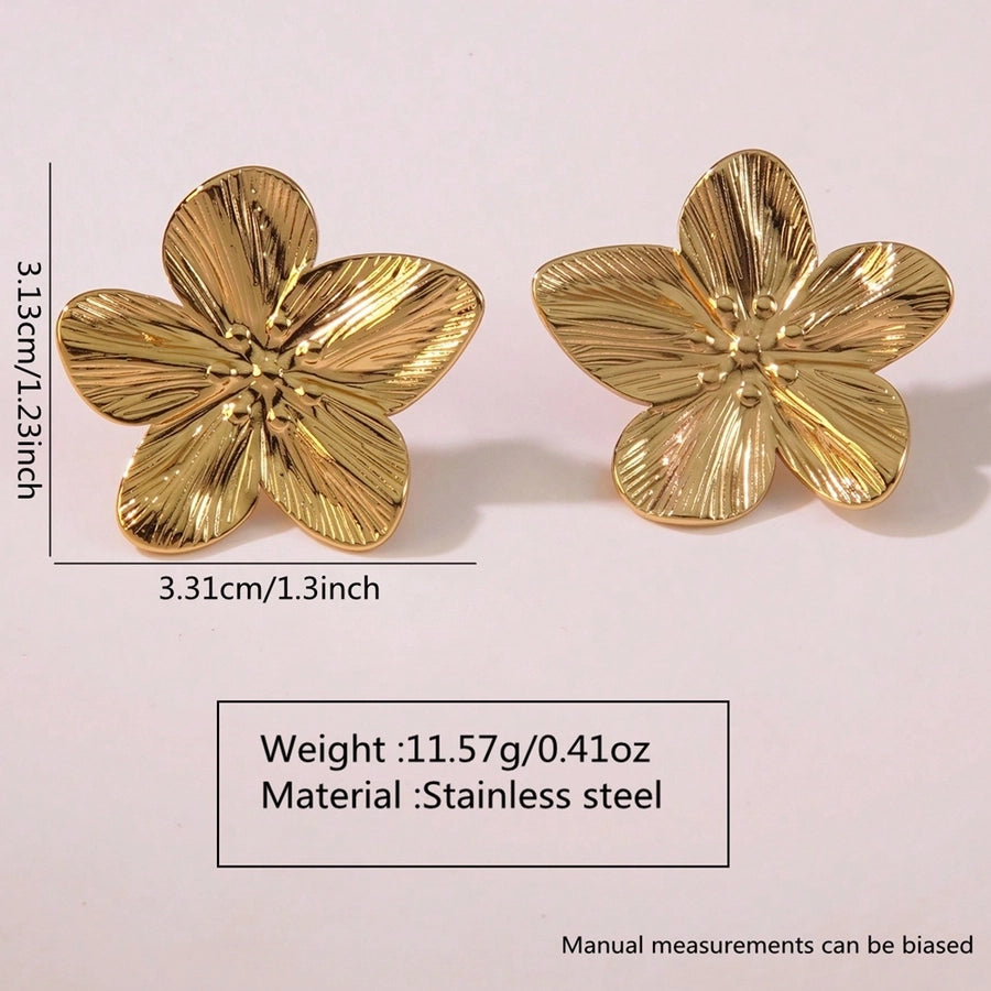 1 Pair Elegant French Style Sweet Geometric Flower 304 Stainless Steel Imitation Gold  Ear Studs