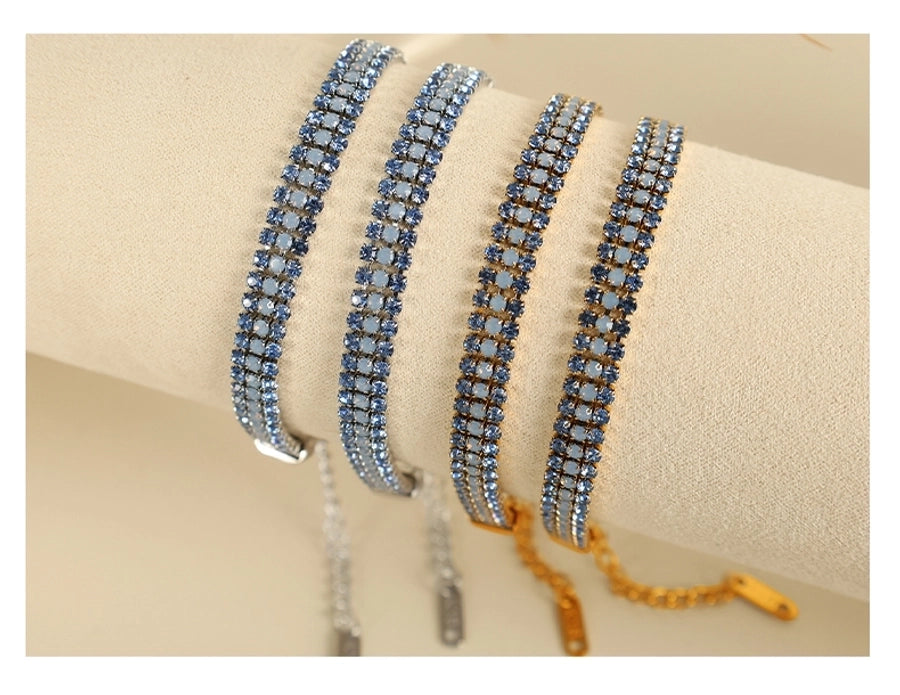 Simple Style Classic Style Geometric 304 Stainless Steel 18K Gold Plated Zircon Bracelets In Bulk