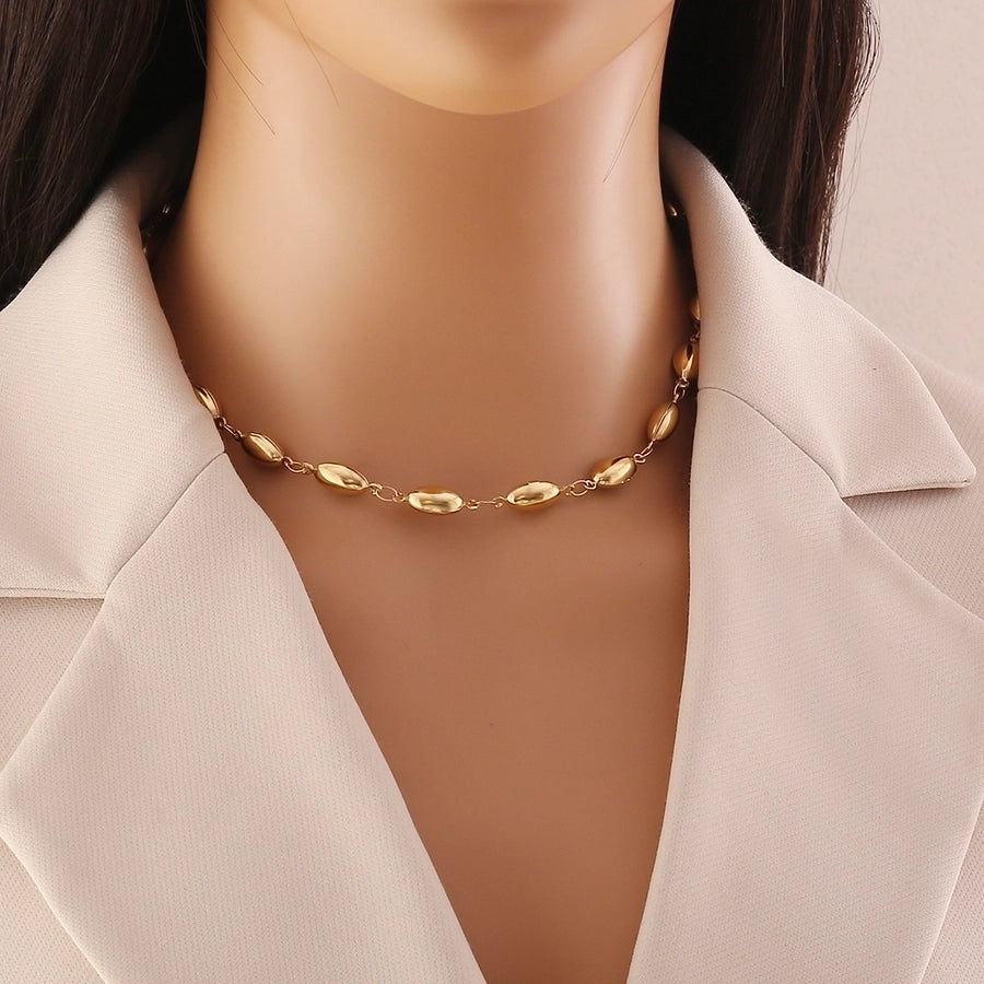 Jewelry Lady Commute Round 304 Stainless Steel 18K Gold Plated Irregular Necklace