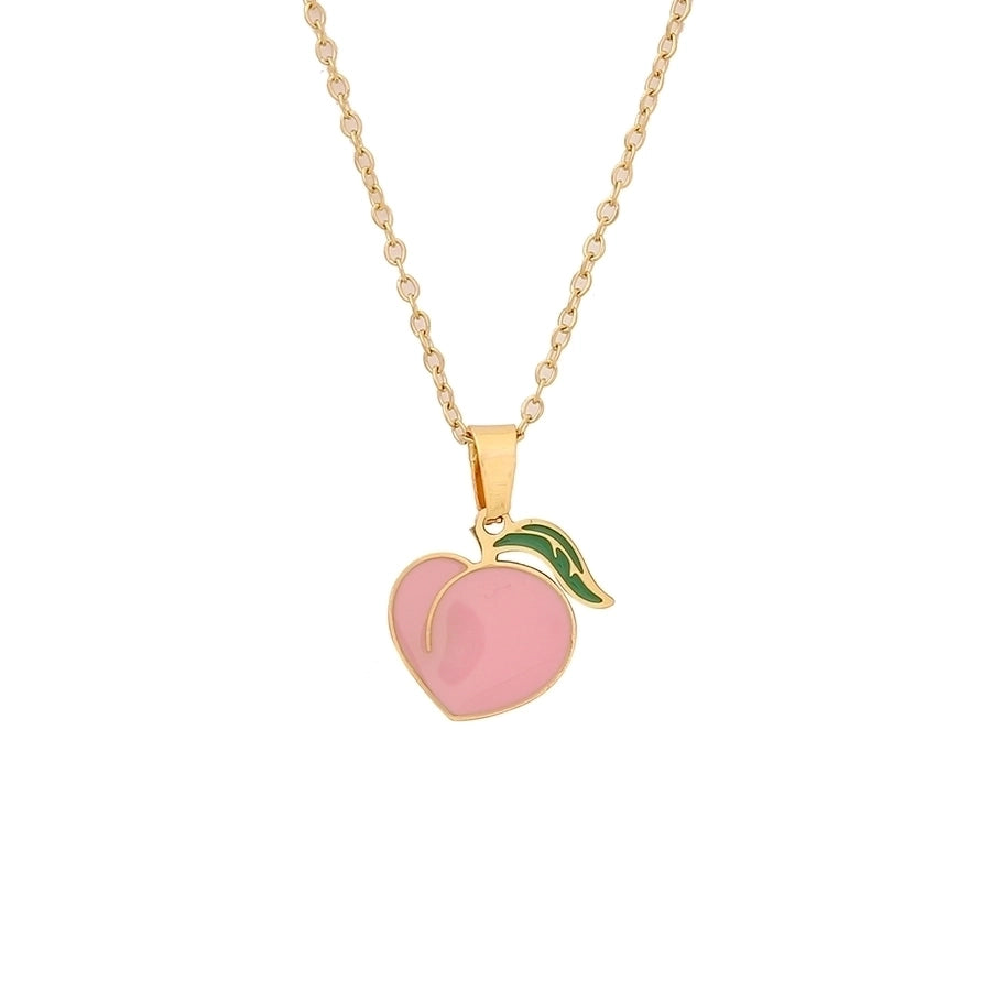 Jewelry Casual Elegant Lady Cherry Strawberry Watermelon 304 Stainless Steel 18K Gold Plated Pendant Necklace