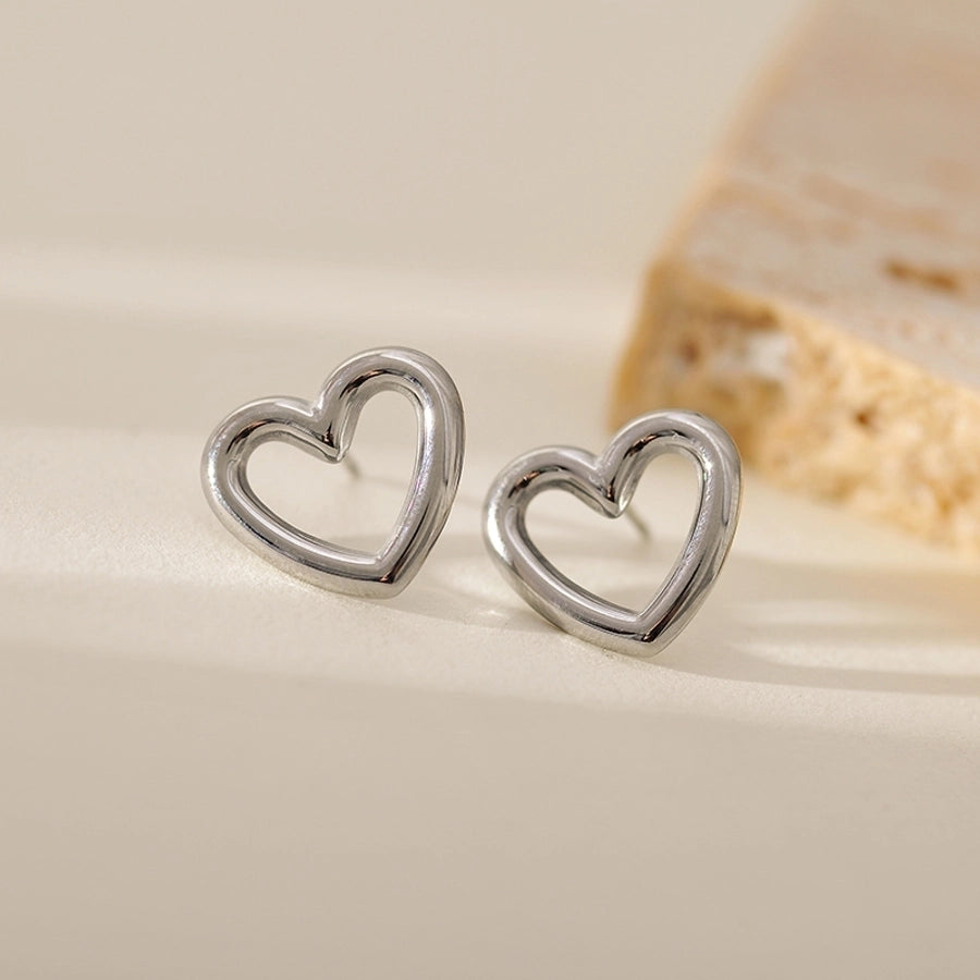 1 Pair Elegant Cute Heart Shape 304 Stainless Steel 18K Gold Plated Ear Studs