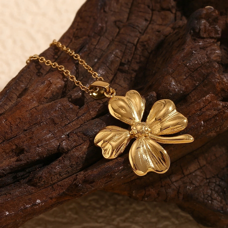 Jewelry Casual IG Style Flower 304 Stainless Steel Titanium Steel 18K Gold Plated Earrings Necklace