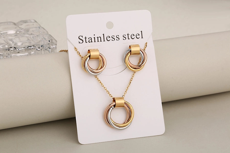 Jewelry Casual Vacation Classic Style Circle 304 Stainless Steel 18K Gold Plated Jewelry Set