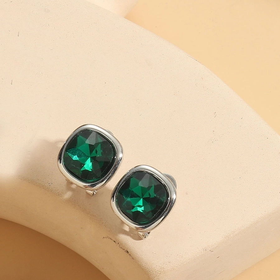 1 Pair Vintage Style Simple Style Commute Square Inlay Copper Acrylic Zircon 14K Gold Plated Ear Studs