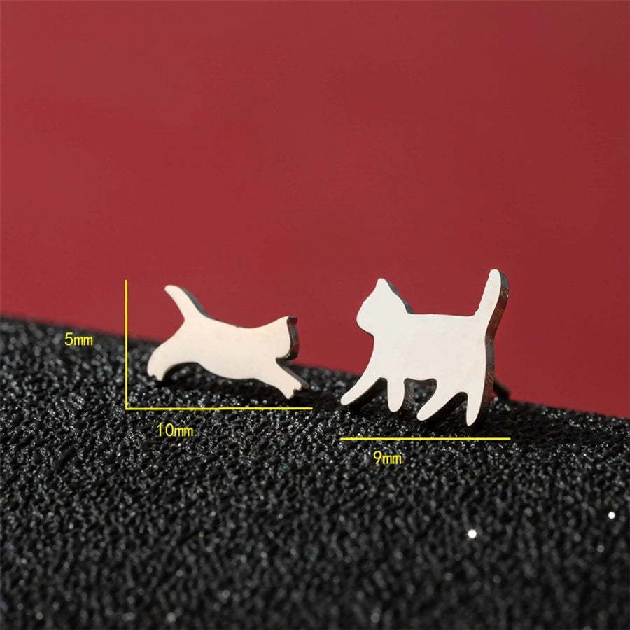 1 Pair Cute Basic Sweet Animal Cat Polishing Plating 304 Stainless Steel 18K Gold Plated Ear Studs