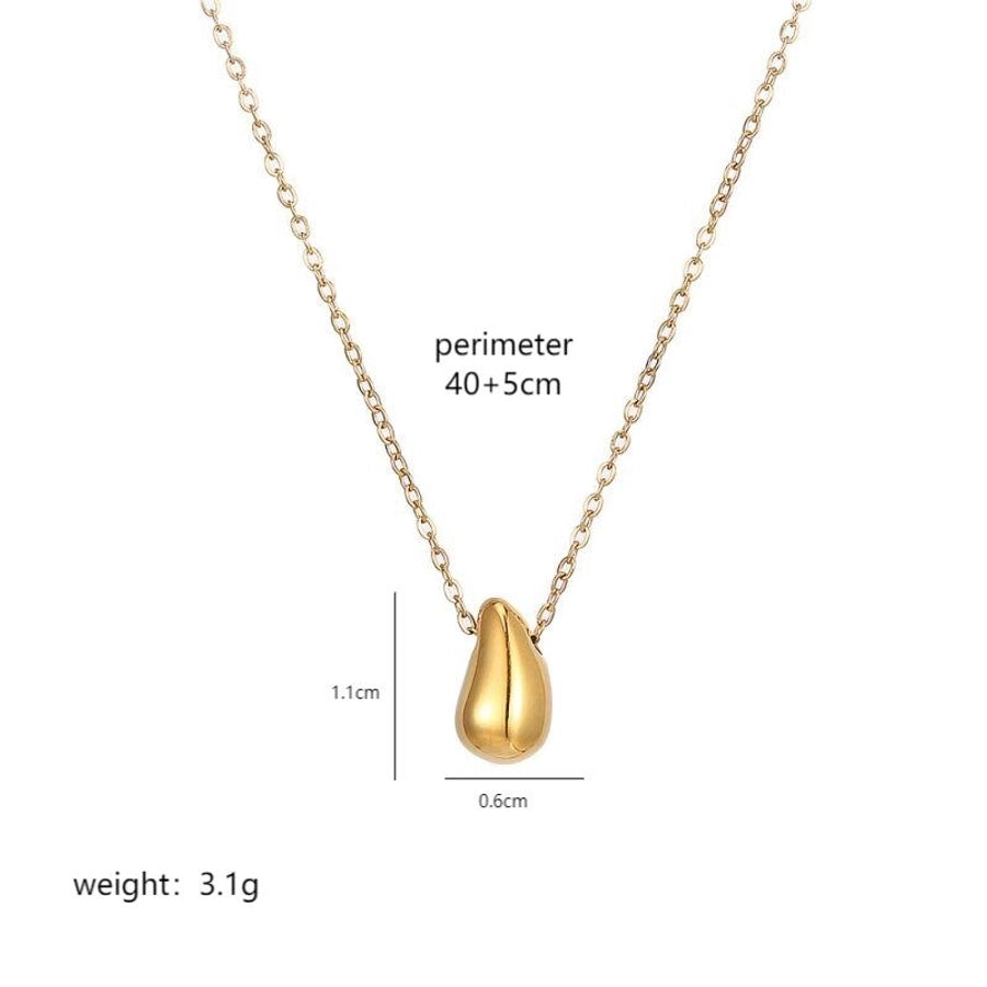 Stainless Steel 18K Gold Plated IG Style Vintage Style Polishing Plating Water Droplets Pendant Necklace