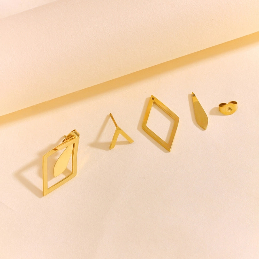 1 Pair Glam Luxurious Lady Rhombus 304 Stainless Steel 18K Gold Plated Ear Studs