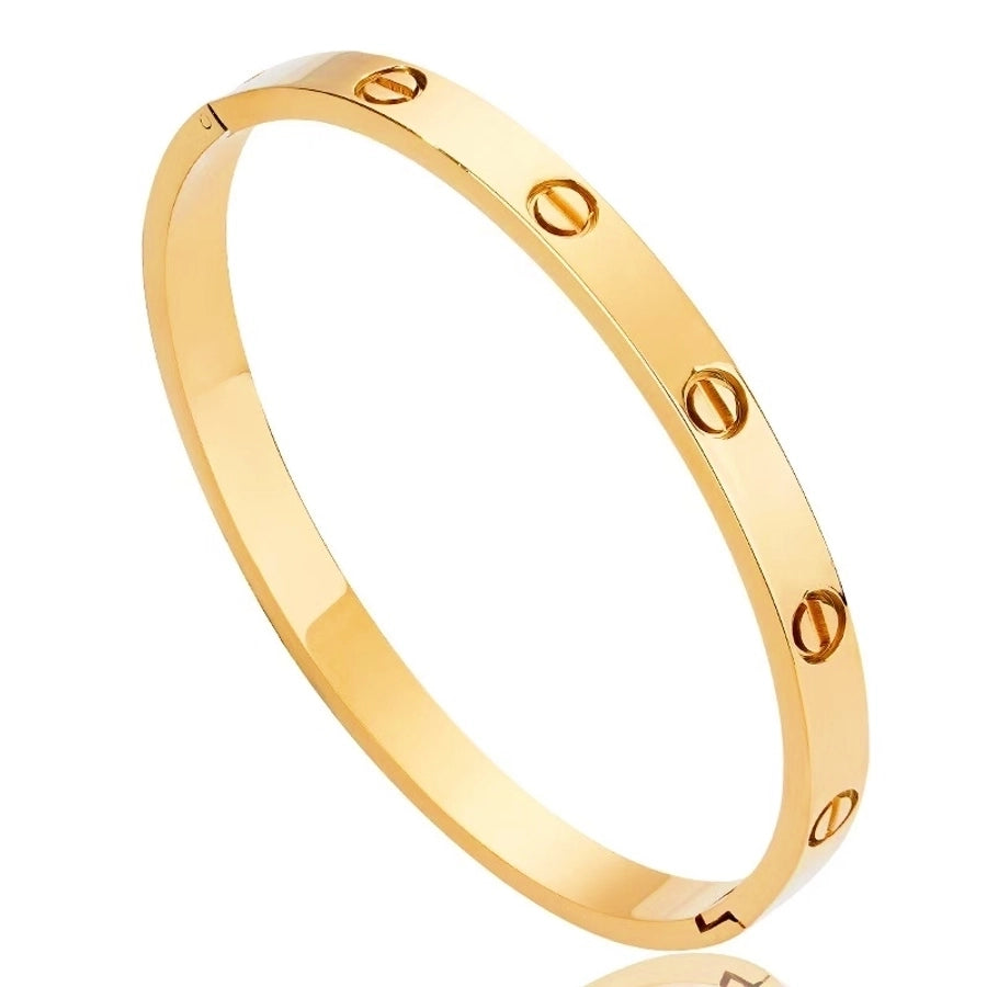 Elegant Flower Titanium Steel 18K Gold Plated Bangle In Bulk