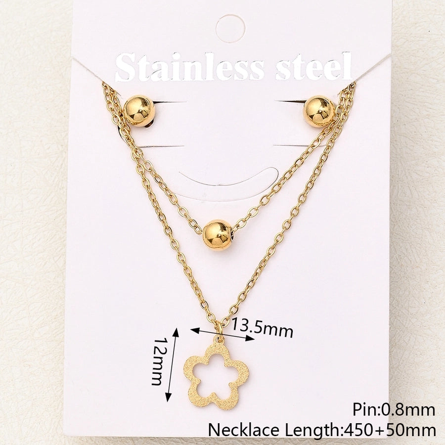 Jewelry Basic Vacation Simple Flower 304 Stainless Steel 18K Gold Plated Handmade Polishing Plating Jewelry Set