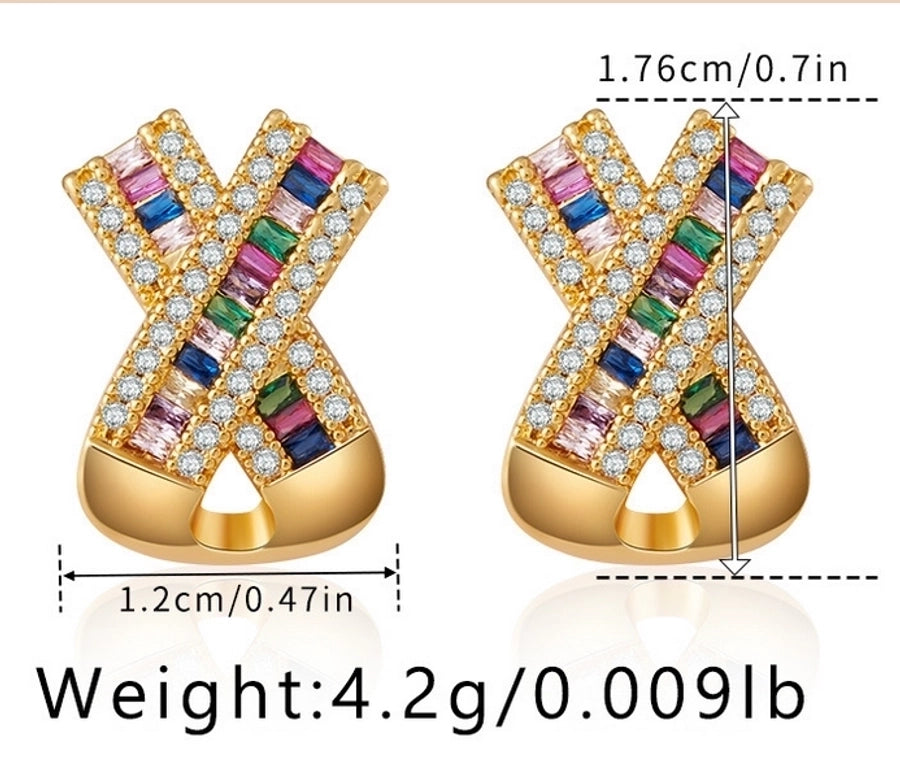 1 Pair Elegant Streetwear Geometric Copper Zircon Ear Studs