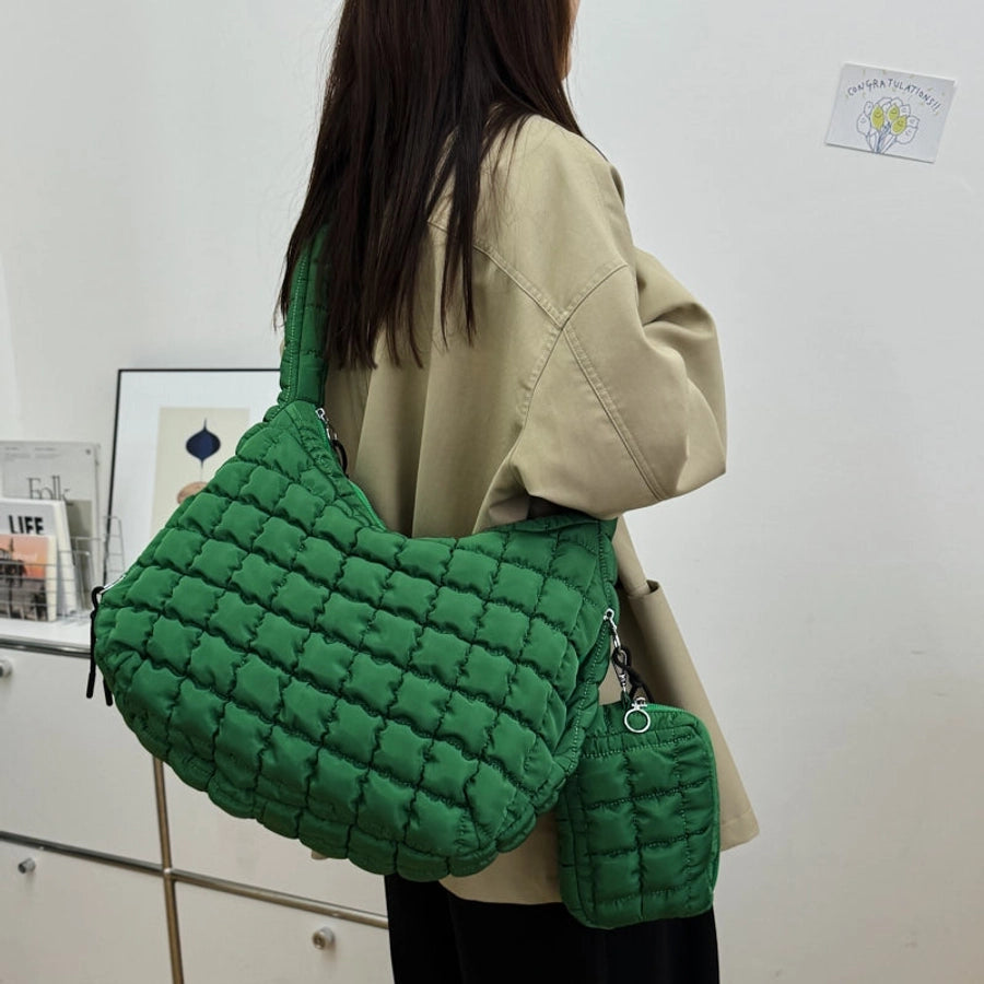 Women's Medium Nylon Solid Color Vacation Classic Style Sewing Thread Dumpling Shape Zipper Crossbody Bag