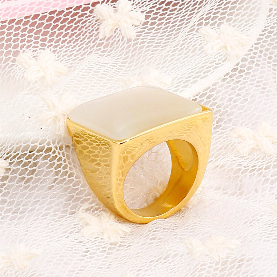 Jewelry Vintage Style Geometric Square Stainless Steel 18K Gold Plated Plating Rings