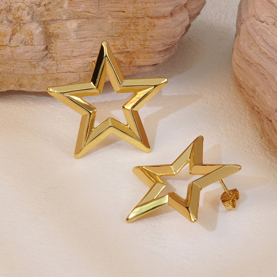 1 Pair Elegant Simple Style Classic Style Star 304 Stainless Steel Imitation Gold  Ear Studs