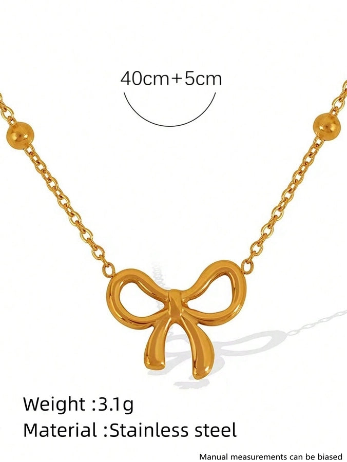 Jewelry Sweet Classic Style Streetwear Bow Knot 304 Stainless Steel 18K Gold Plated Jewelry Set