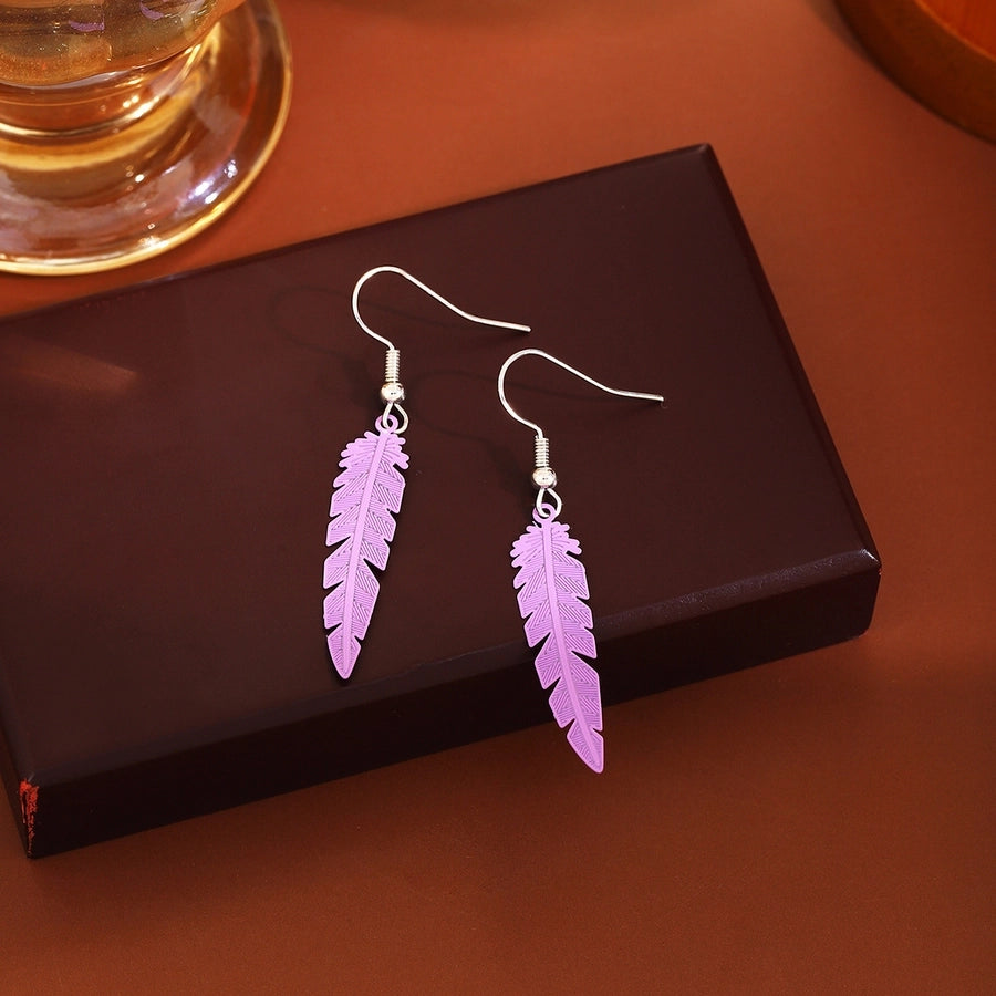 1 Pair Retro Feather Copper Drop Earrings