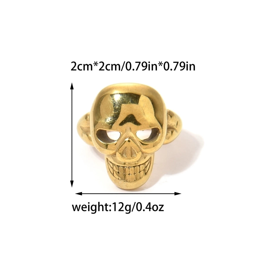 Jewelry Hip-Hop Punk Roman Style Snake Skull 304 Stainless Steel Zircon 14K Gold Plated Inlay Rings