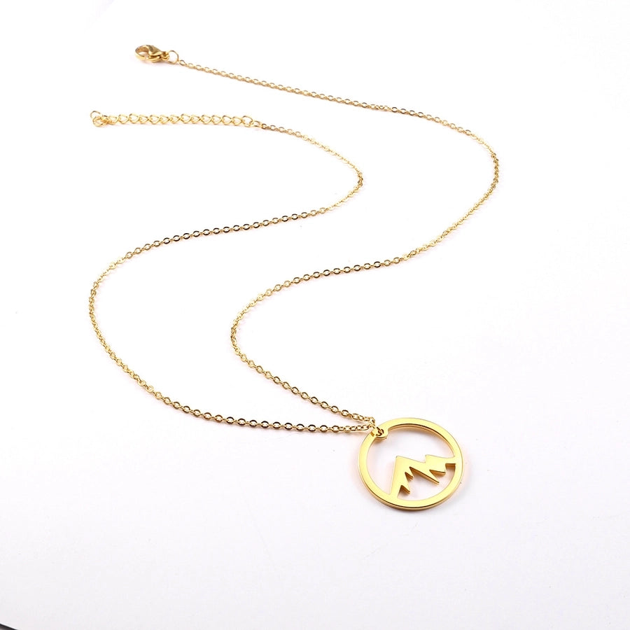 304 Stainless Steel 18K Gold Plated Simple Style Plating Geometric Mountain Pendant Necklace