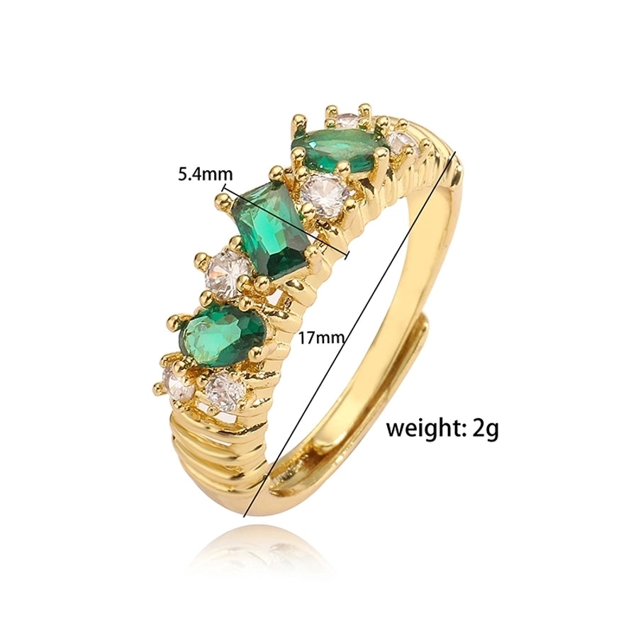 elegant luxurious shiny v shape copper plating inlay zircon 18k gold plated open rings