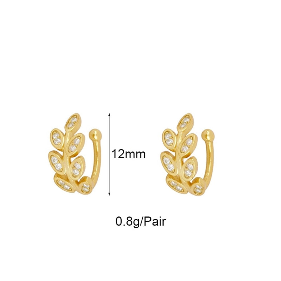 1 Pair Retro Simple Style Geometric Inlay Copper Zircon Gold Plated Ear Cuffs Earrings Ear Studs