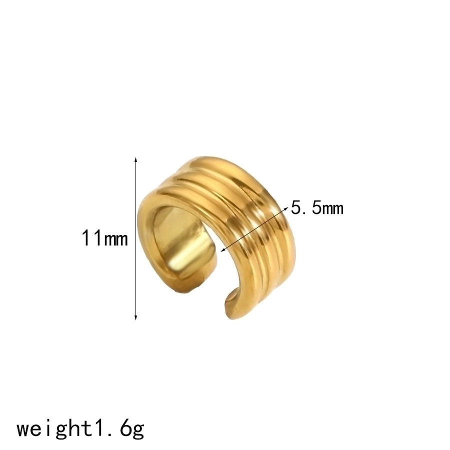 1 Piece IG Style Geometric Epoxy Plating 304 Stainless Steel 18K Gold Plated Ear Cuffs