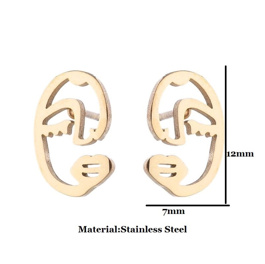 1 pair simple style geometric titanium steel plating ear studs