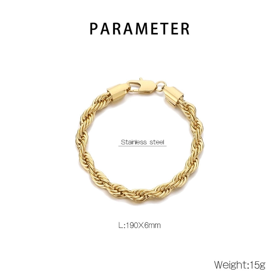 Elegant Simple Style Streetwear Twist 304 Stainless Steel 18K Gold Plated Unisex Bracelets