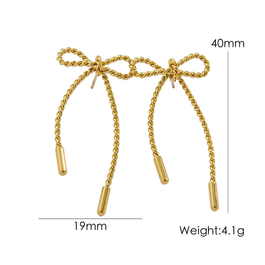 1 Pair IG Style Elegant Simple Style Bow Knot Plating 304 Stainless Steel 14K Gold Plated Ear Studs