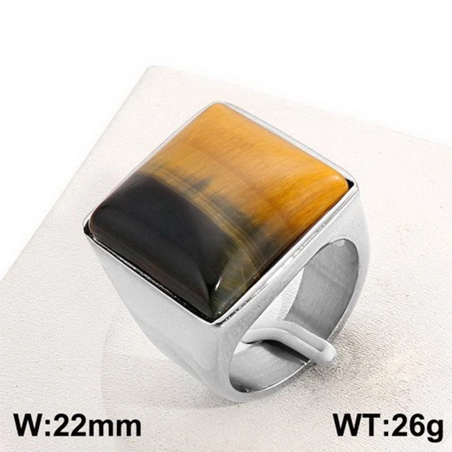 Jewelry Vintage Style Geometric Square Stainless Steel 18K Gold Plated Plating Rings