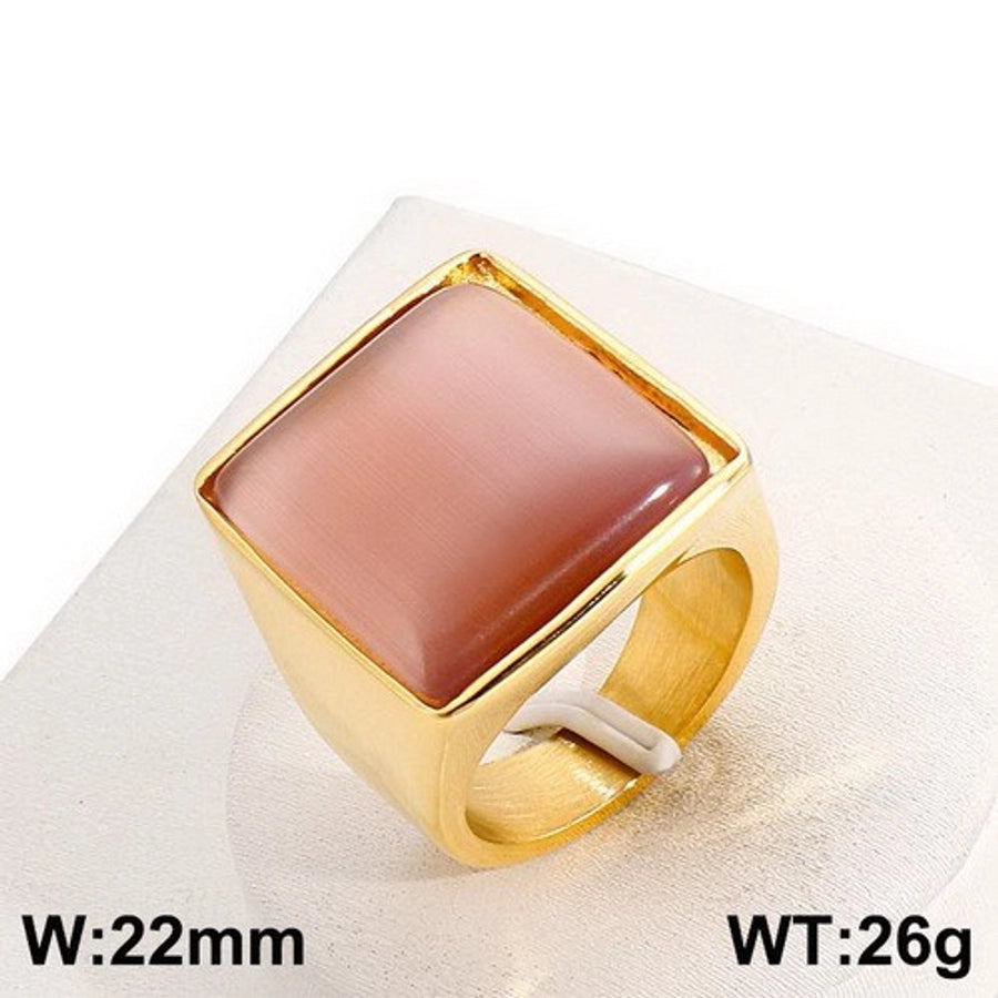 Jewelry Vintage Style Geometric Square Stainless Steel 18K Gold Plated Plating Rings