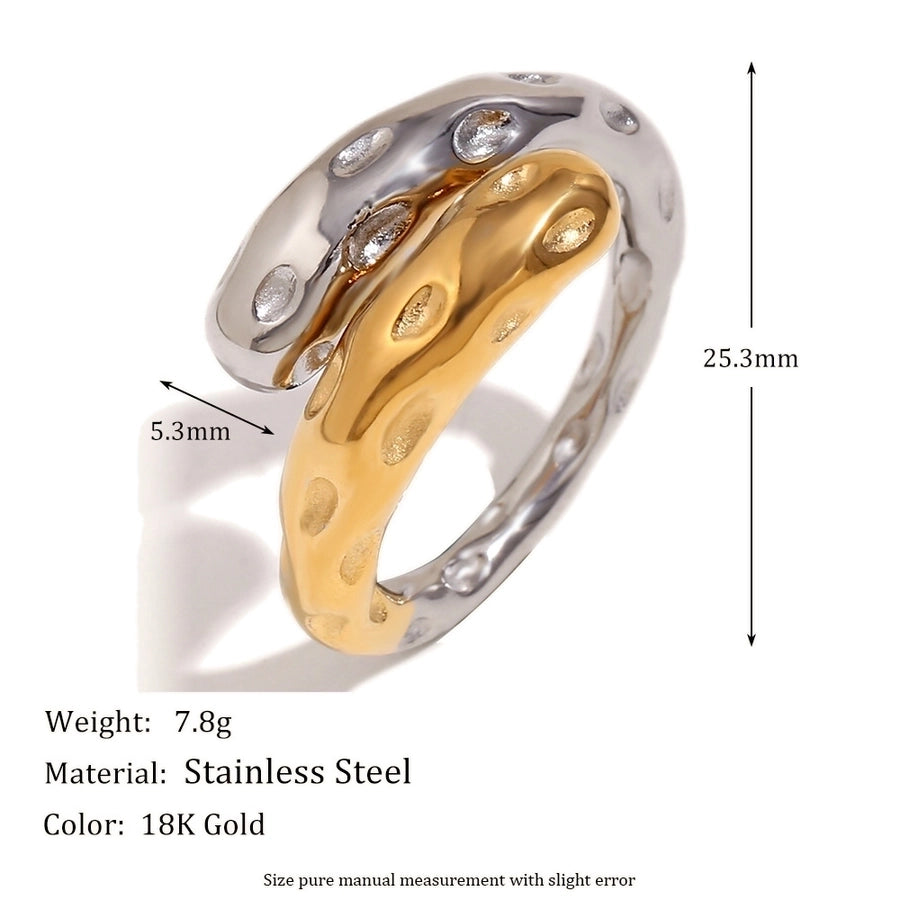 Jewelry IG Style Retro Color Block 304 Stainless Steel 18K Gold Plated Plating Open Rings