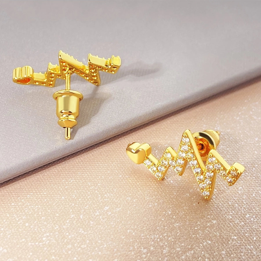 1 Pair Romantic Sweet Streetwear Geometric Inlay Copper Zircon 18K Gold Plated K Gold Plated Silver Plated Copper Earrings