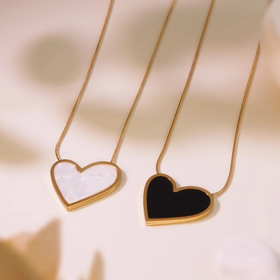 Jewelry Elegant Sweet Heart Shape 304 Stainless Steel Acrylic 18K Gold Plated Inlay Stainless Steel Jewelry Sets