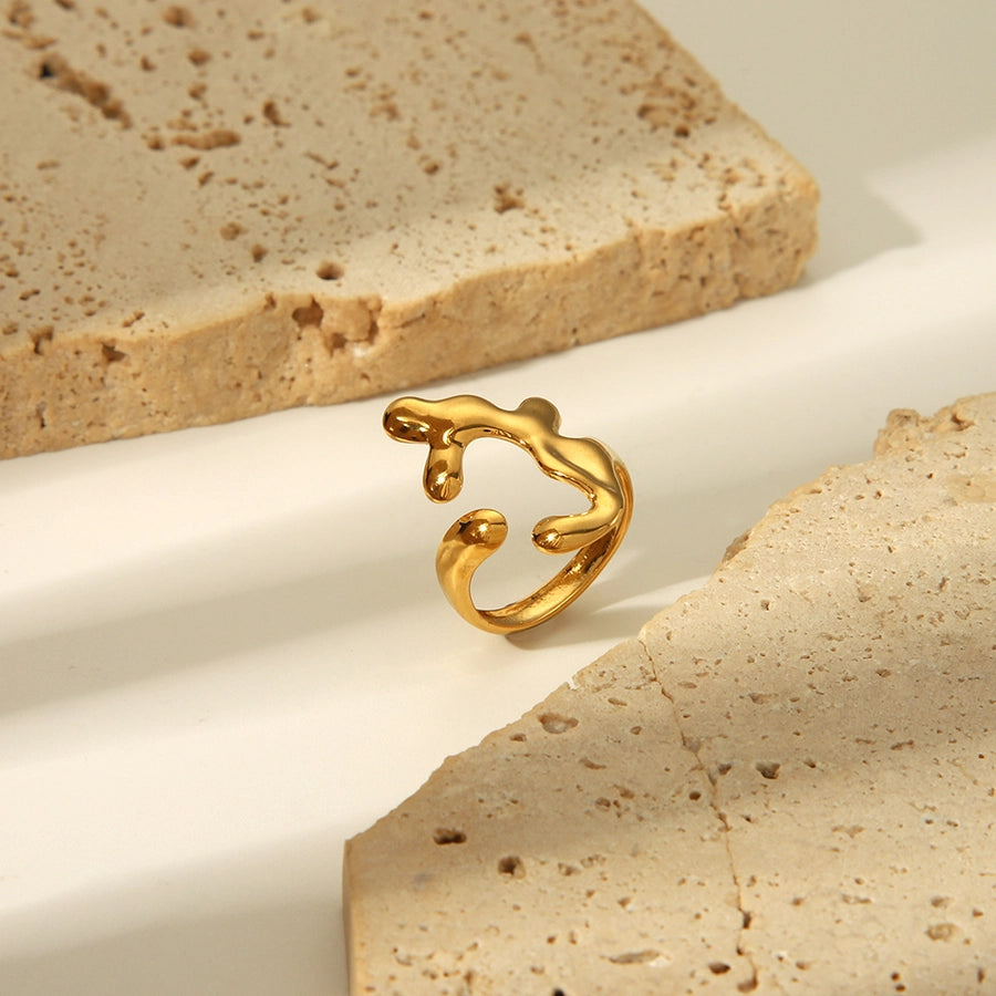 Jewelry Simple Style Irregular Solid Color Bow Knot 304 Stainless Steel 18K Gold Plated Open Rings