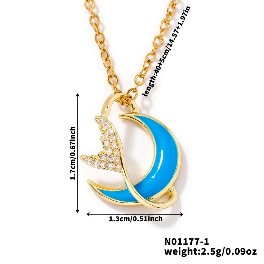 304 Stainless Steel Copper K Gold Plated Rhodium Plated Plating Inlay Starry Sky Solid Color Zircon Pendant Necklace