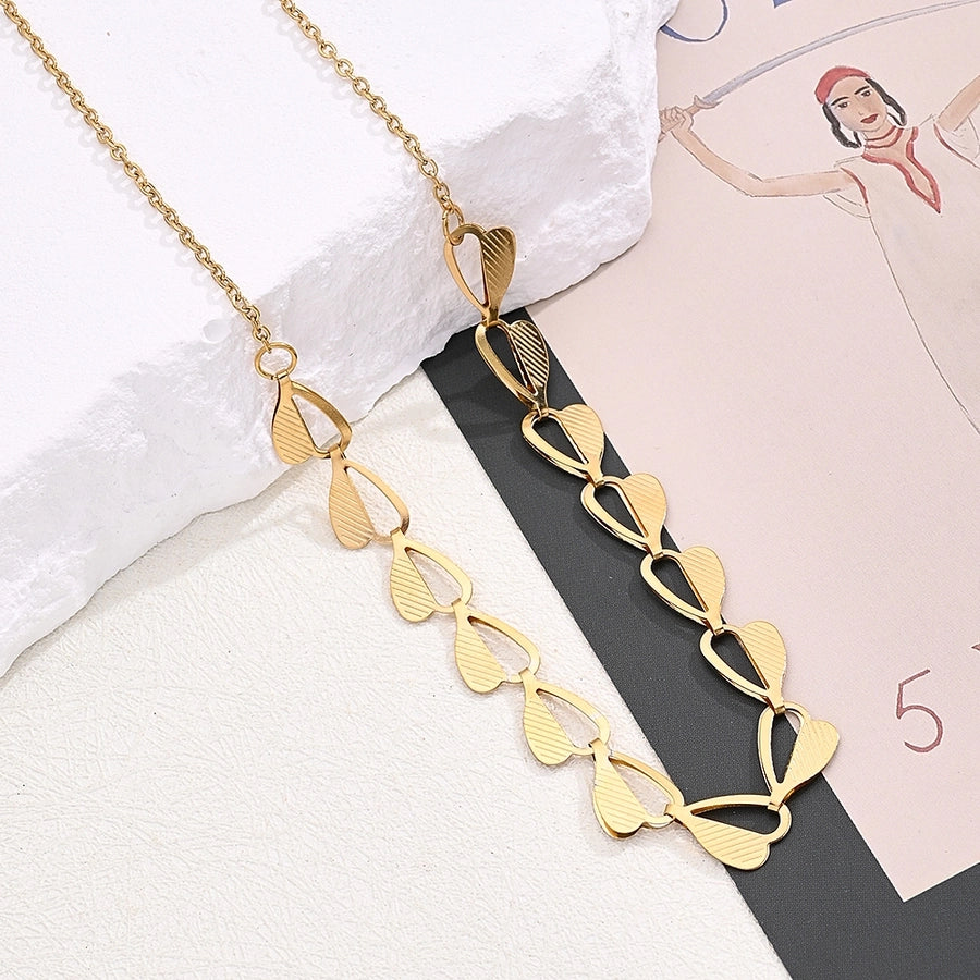 Jewelry Casual Modern Style Simple Style Heart Shape Simple 304 Stainless Steel 18K Gold Plated Handmade Polishing Plating Jewelry Set