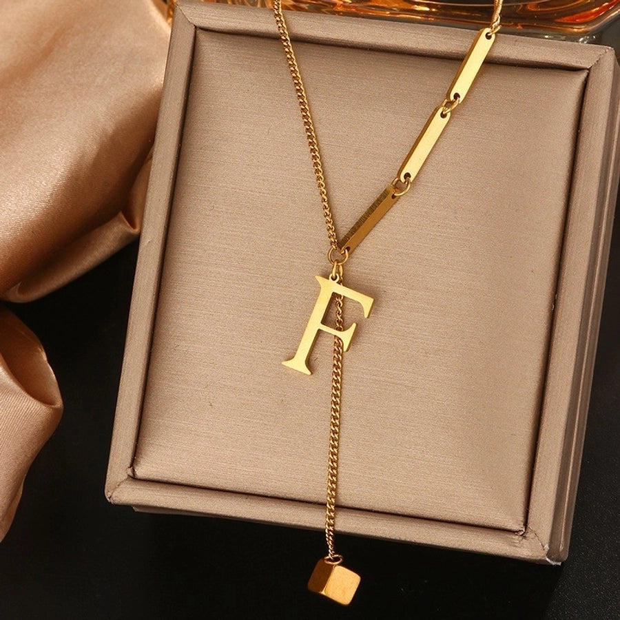 Jewelry Simple Style Artistic Letter 201 Stainless Steel 18K Gold Plated Pendant Necklace