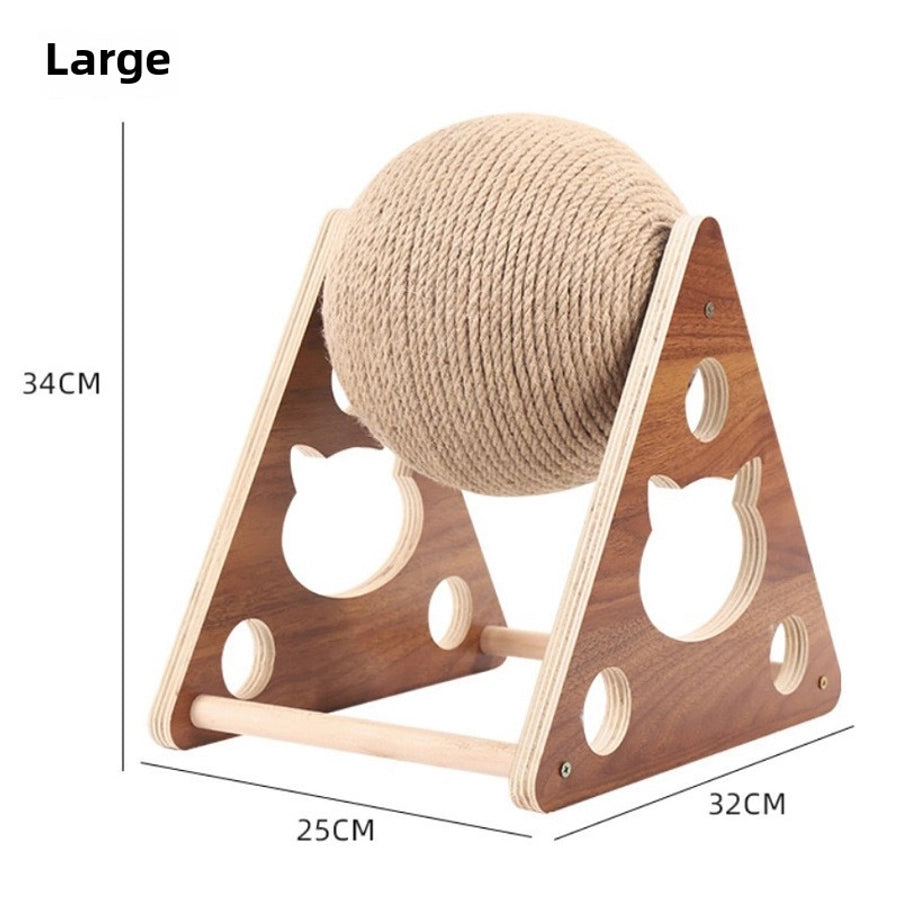 Wooden Cat Scratch Board Toy Durable Cat Scratching Post Ball Hand-wound Rope Climbing Frame Pet Supplies