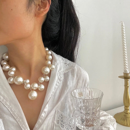 exaggerated geometric artificial pearl women's necklace