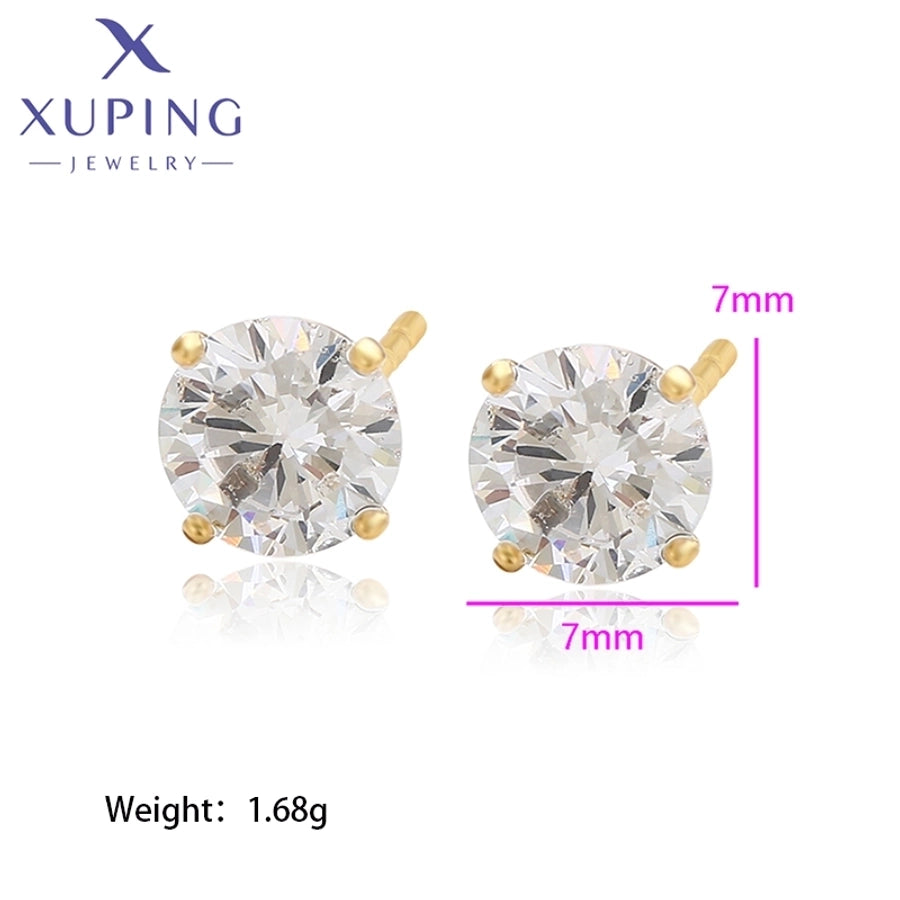 1 Pair Basic XUPING Simple Style Geometric Inlay Copper Artificial Gemstones 18K Gold Plated Ear Studs