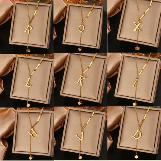 Jewelry Simple Style Artistic Letter 201 Stainless Steel 18K Gold Plated Pendant Necklace