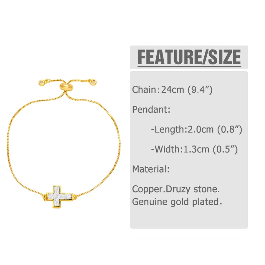 simple style cross copper plating 18k gold plated bracelets