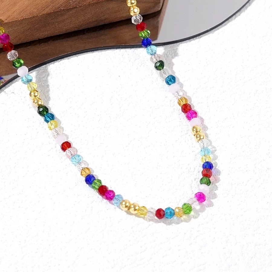 Jewelry Elegant Color Block 304 Stainless Steel Artificial Crystal Necklace