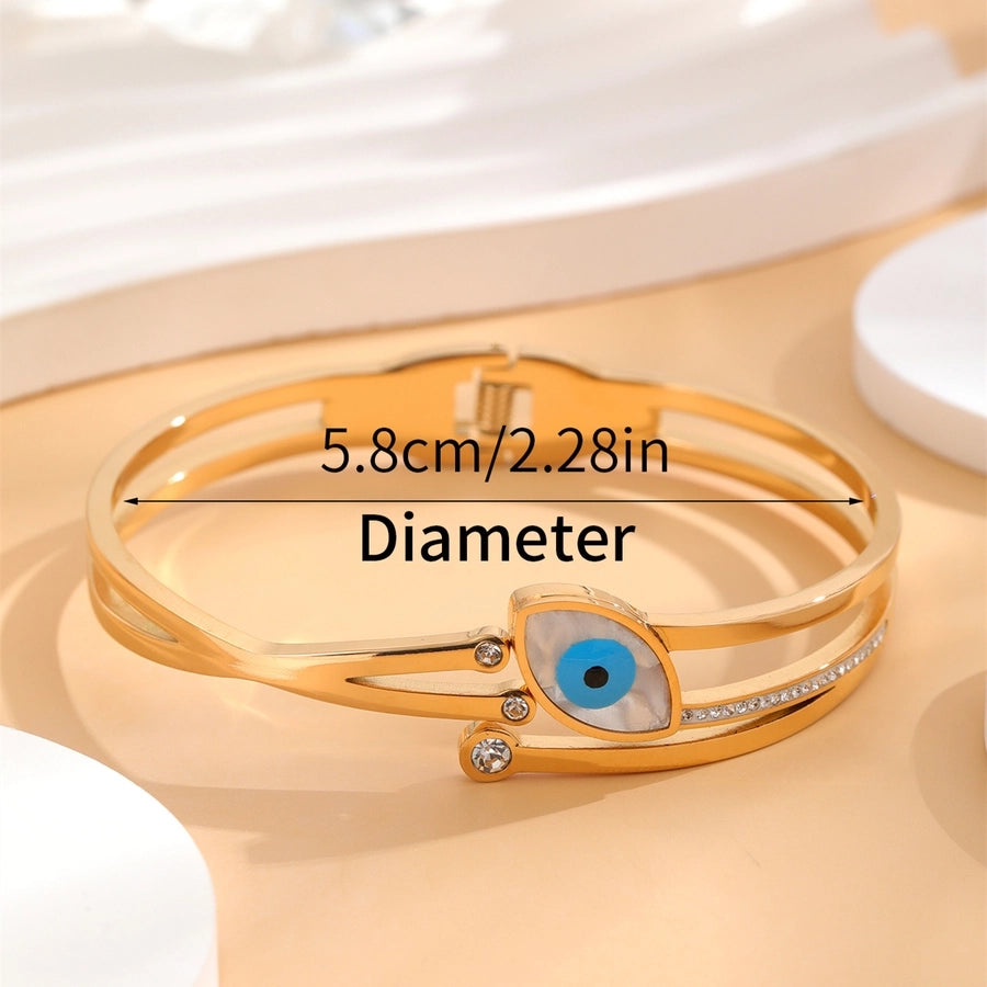 Simple Style Eye 304 Stainless Steel 18K Gold Plated Rhinestones Bangle In Bulk