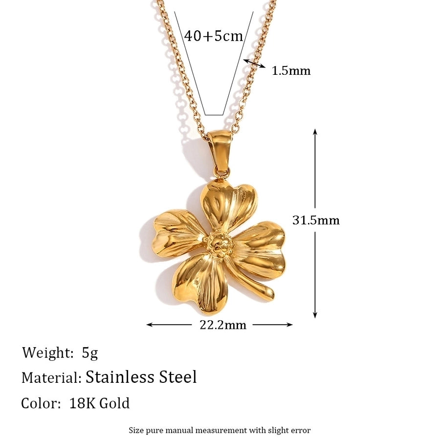 Jewelry Casual IG Style Flower 304 Stainless Steel Titanium Steel 18K Gold Plated Earrings Necklace