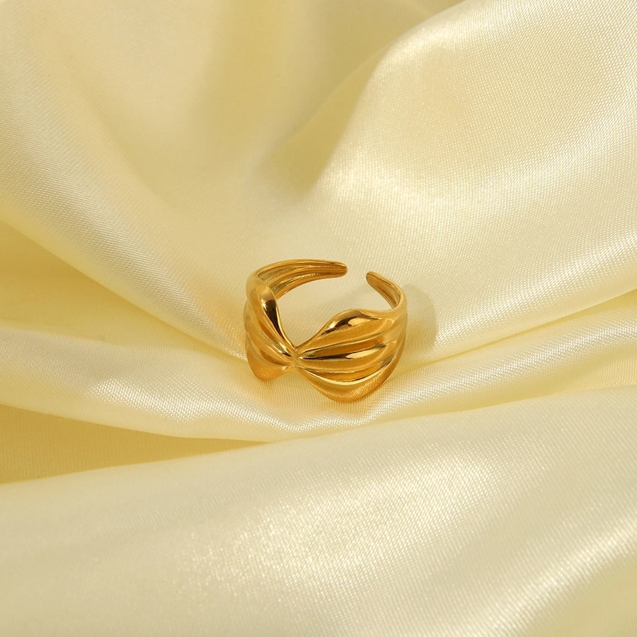 Jewelry Simple Style Irregular Solid Color Bow Knot 304 Stainless Steel 18K Gold Plated Open Rings