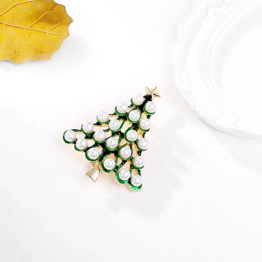 Simple Style Christmas Tree Alloy Inlay Pearl Women'S Brooches - CEJEW