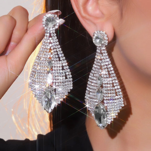 1 Pair Rock Simple Style Shiny Tassel Inlay 316 Stainless Steel  Artificial Rhinestones Drop Earrings